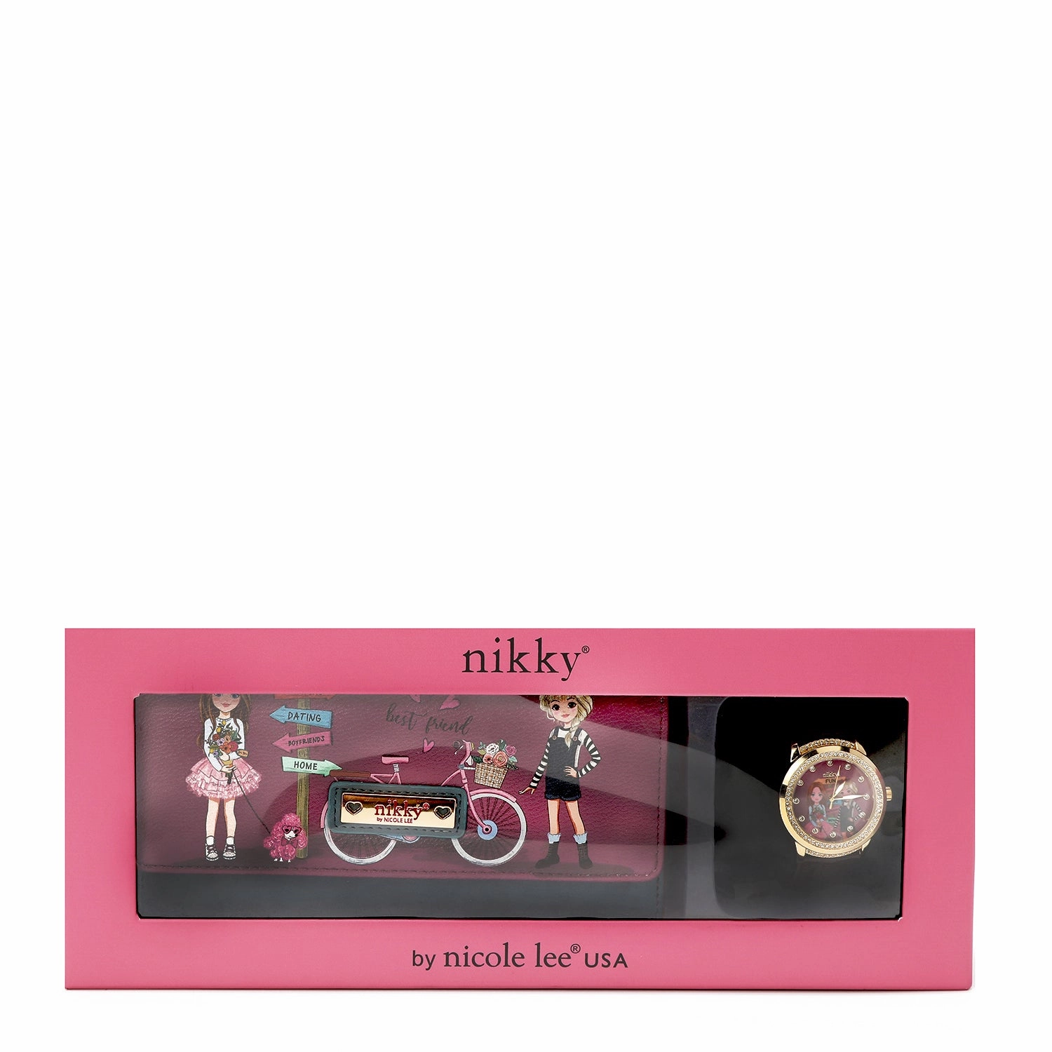 2 PC SET ACCESSORY SET (TRIFOLD WALLET & WATCH) Functional Companion Sleek Appearance