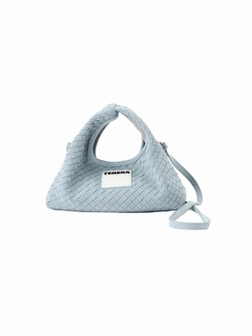 Urban Journey (Ash Blue)Mini Hobo Crossbody Bag-TENERA Handwoven Suede Collection