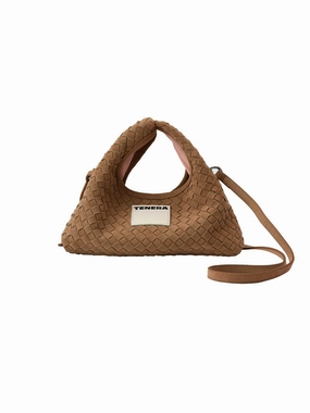 Travel Necessity Street Style (Mocha Brown)Mini Hobo Crossbody Bag-TENERA Handwoven Suede Collection