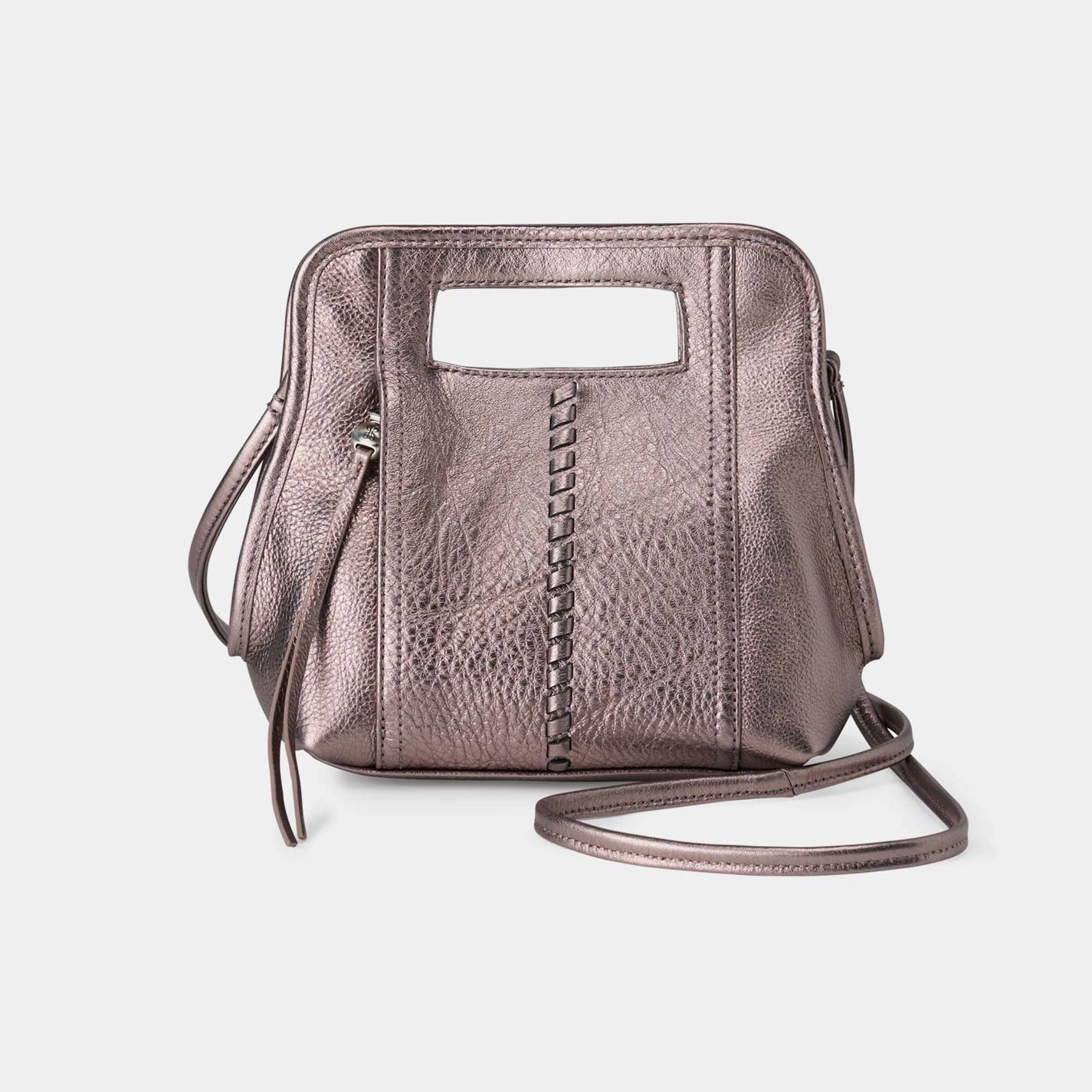 Ace Crossbody in Metallic Leather - Pewter Spur Fashion Accessory