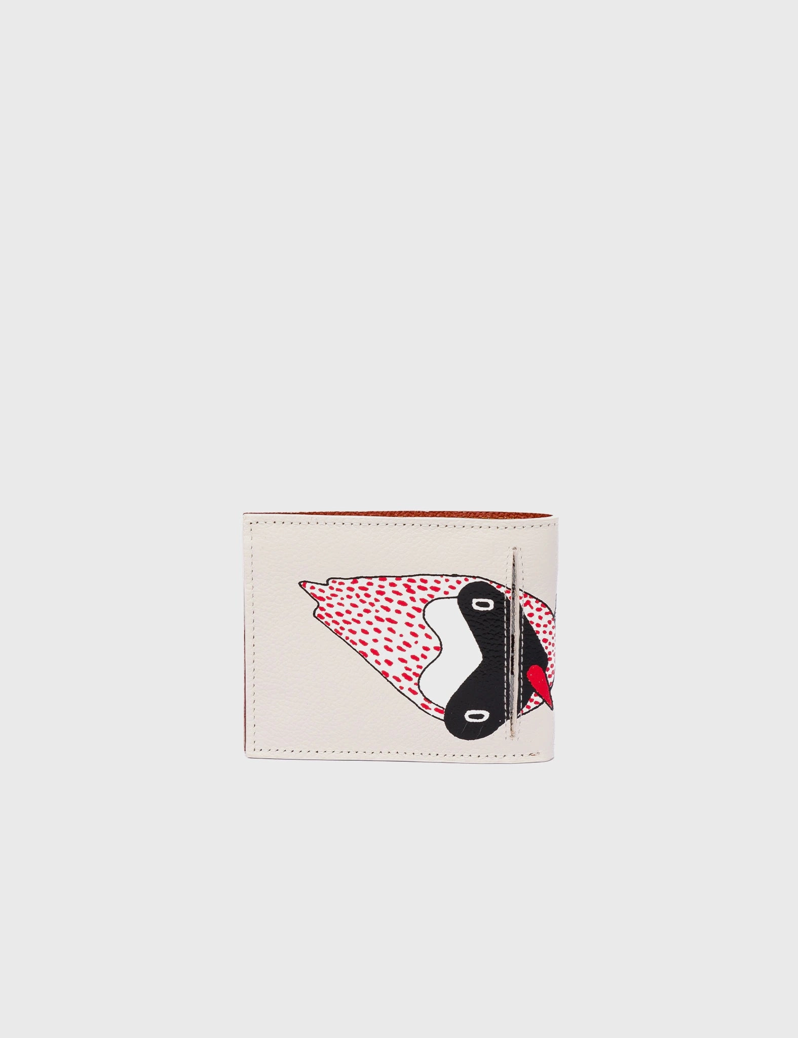 Compact Function Felicia Cream Leather Bifold Wallet  - Preppy Bird Print Premium Quality