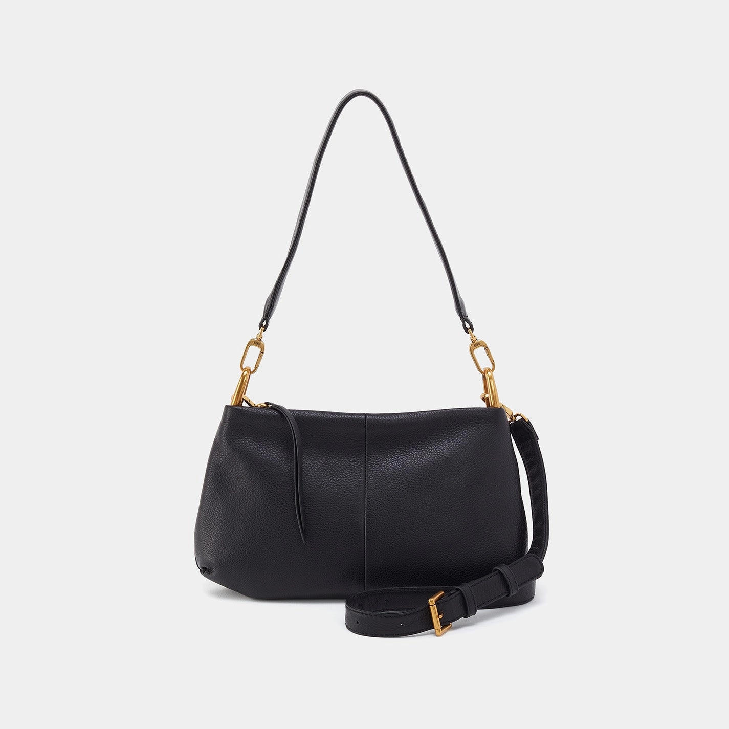 Advance Shoulder Bag In Pebbled Leather - Black Adjustable Strap Lightweight Everyday