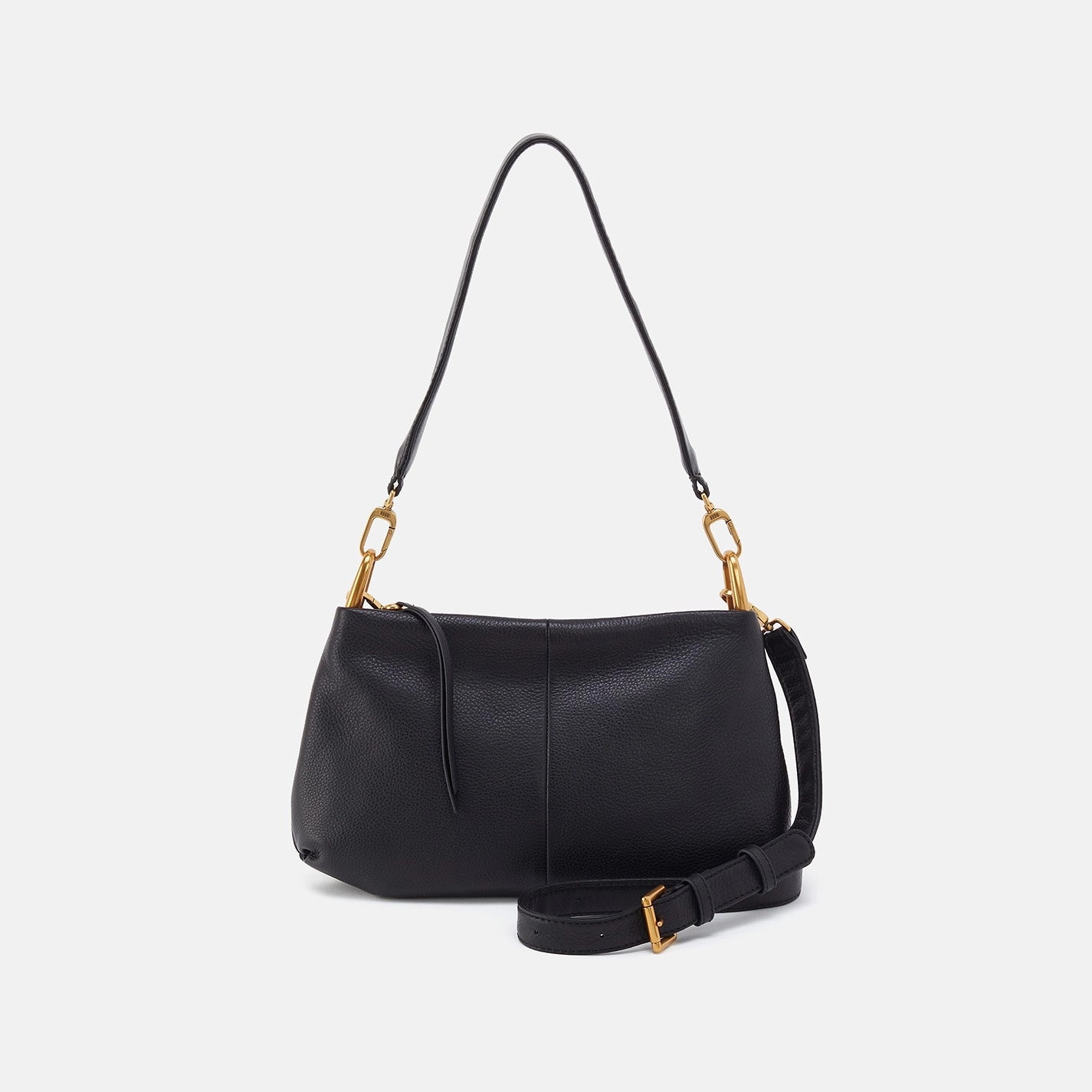 Trendy Utility Advance Shoulder Bag In Pebbled Leather - Black