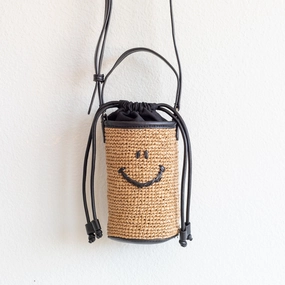 Elena Handbags Straw Smiley Face Crossbody Bag Compact Versatility Functional Reliability