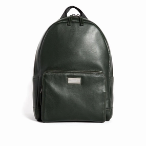 Lightweight Material Versatile Use Stuart Backpack - Dark Green Leather
