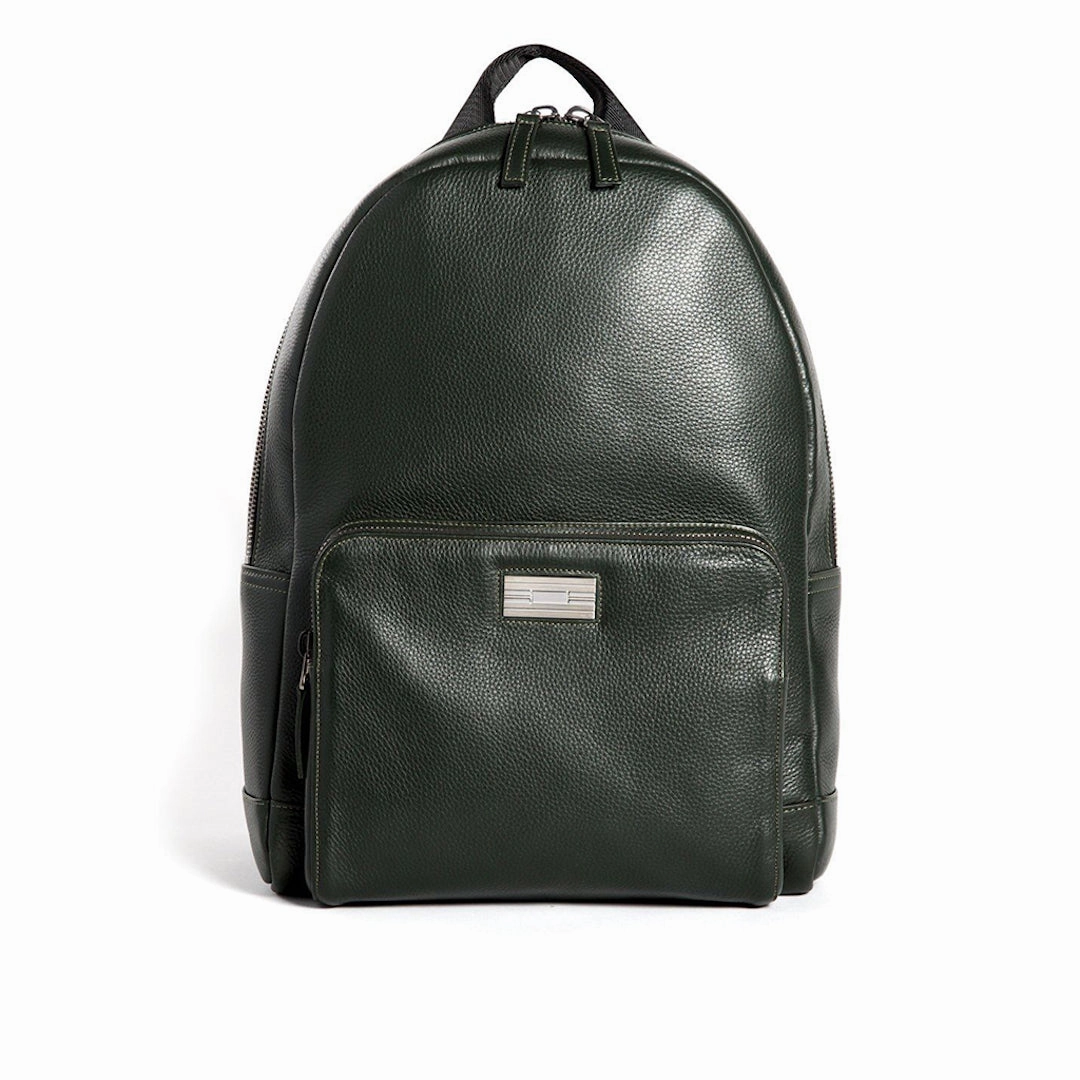 Lightweight Material Versatile Use Stuart Backpack - Dark Green Leather