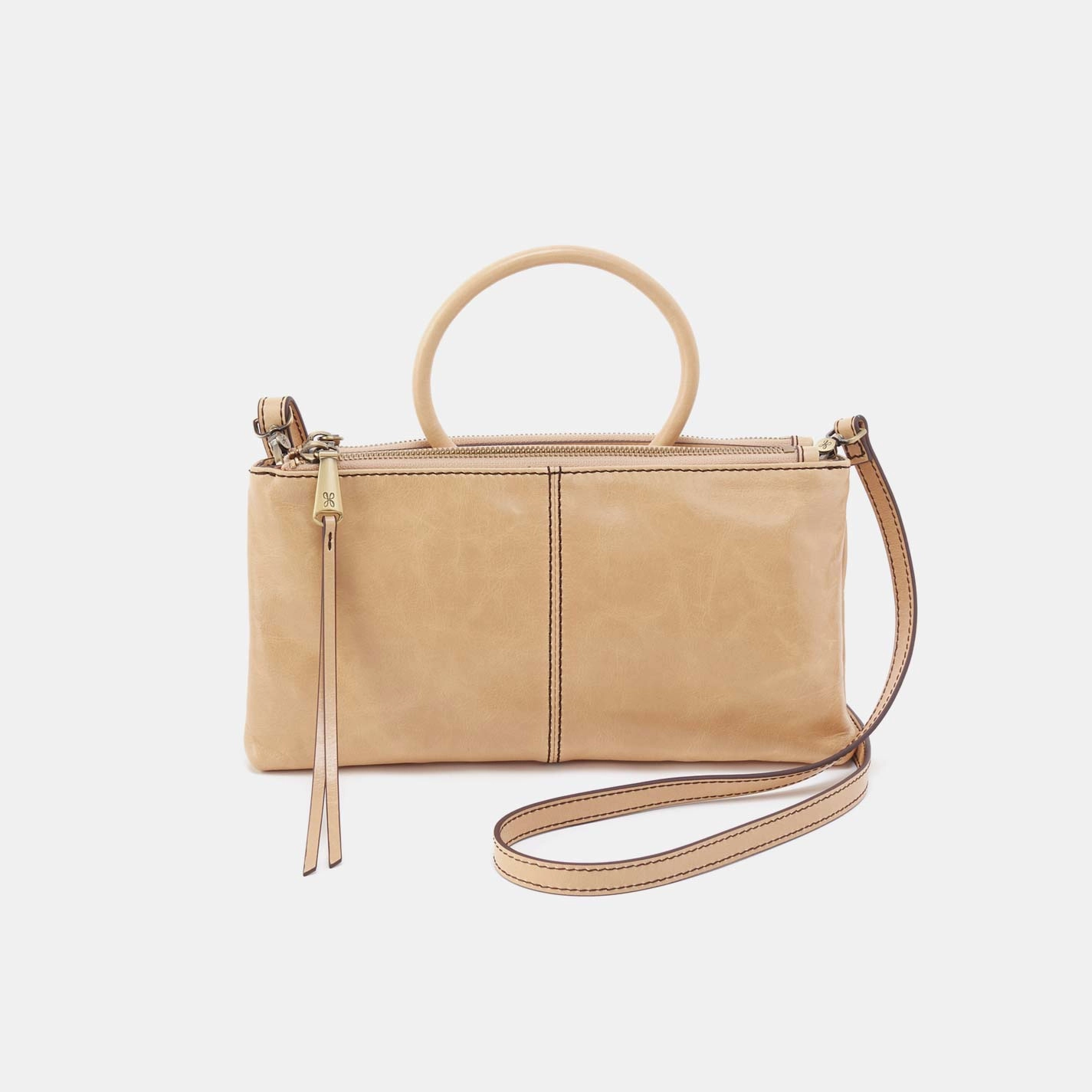 Sable Crossbody in Polished Leather - Desert Sand Fashion Utility