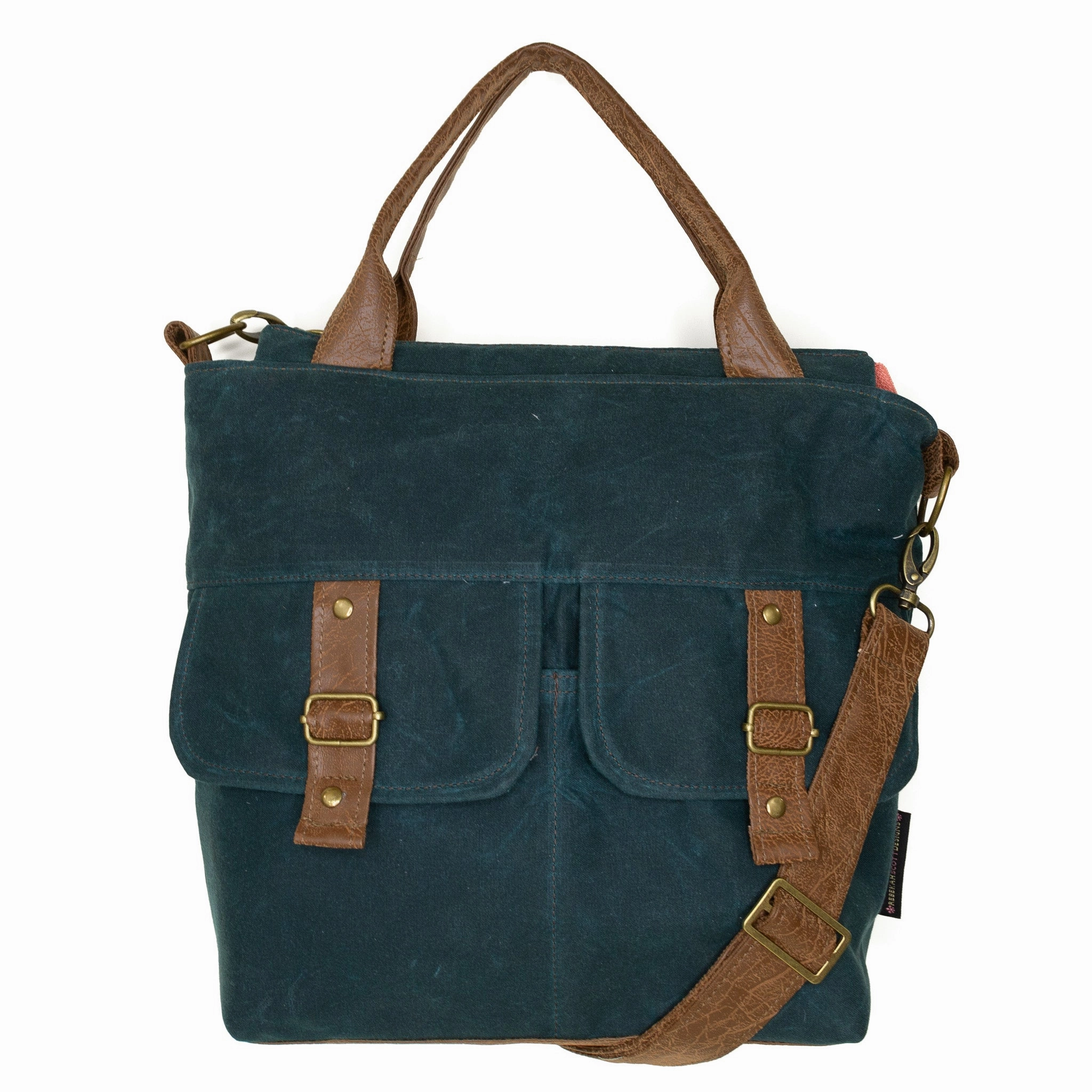 Amber Crossbody Premier: Deep Teal Waxed Canvas Smartly designed for those who prefer easy access and organization