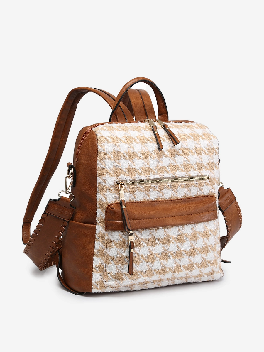 Contemporary Design Amelia Vegan Houndstooth Backpack