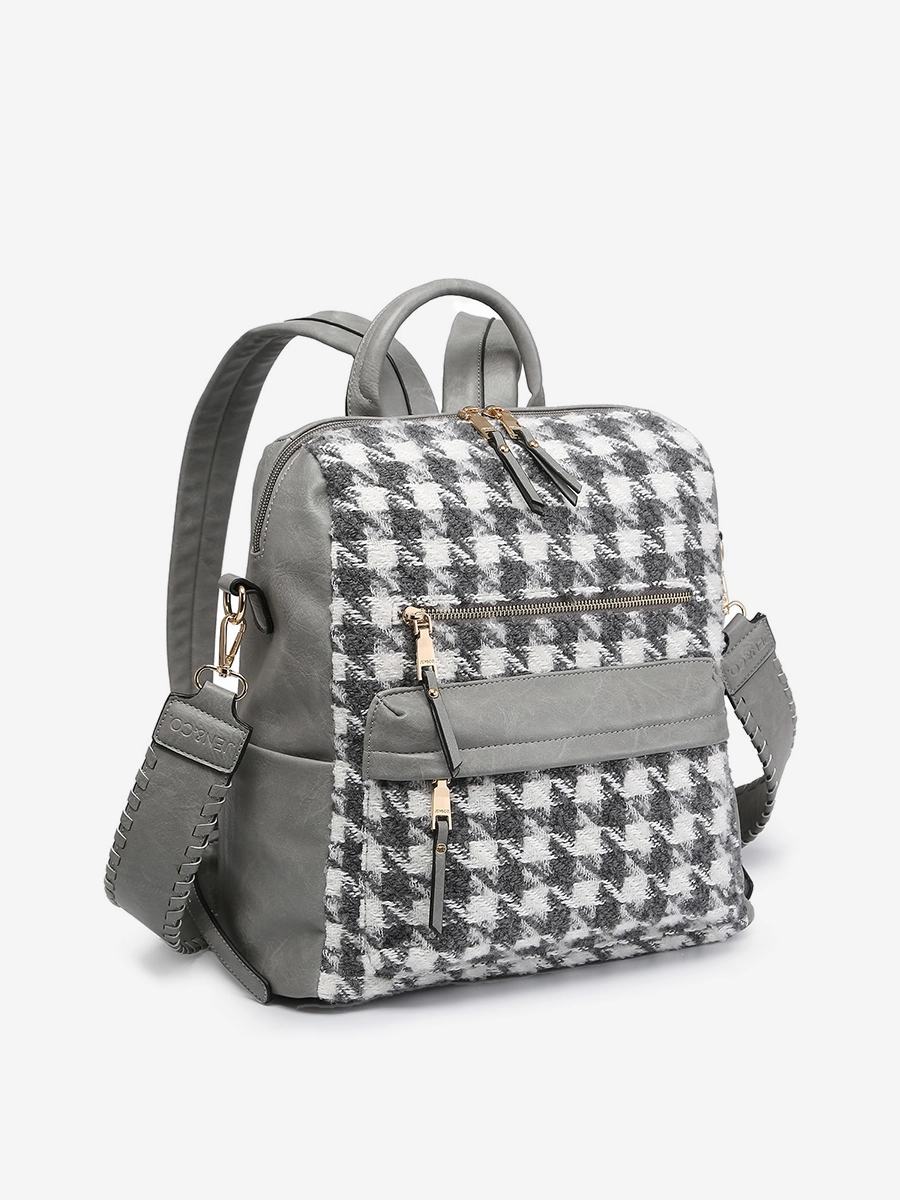 Dazzling Accent Eco Friendly Amelia Vegan Houndstooth Backpack