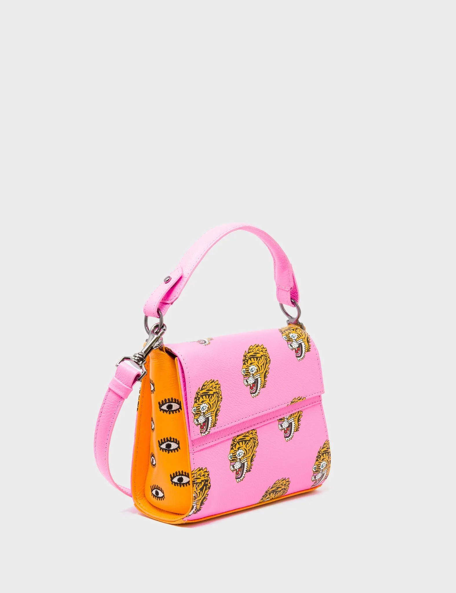 Made to last with durable and long-lasting materials Lightweight Modern Outfit Anastasio Micro Crossbody Handbag Bubblegum Pink Leather - Blazing Tiger Design