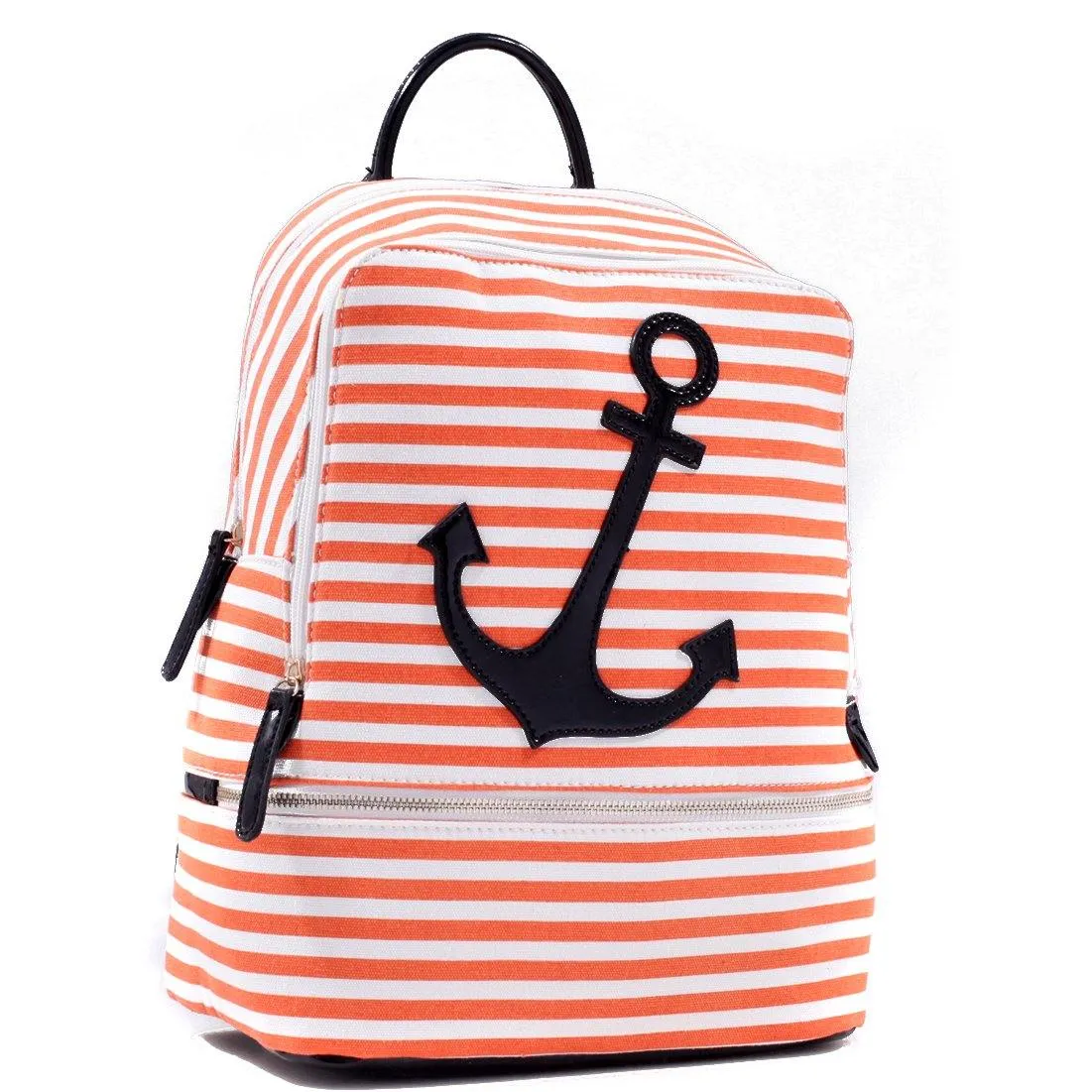 Padded Support Urban Travel Anchor Canvas Striped Backpack with Adjustable Shoulder Straps