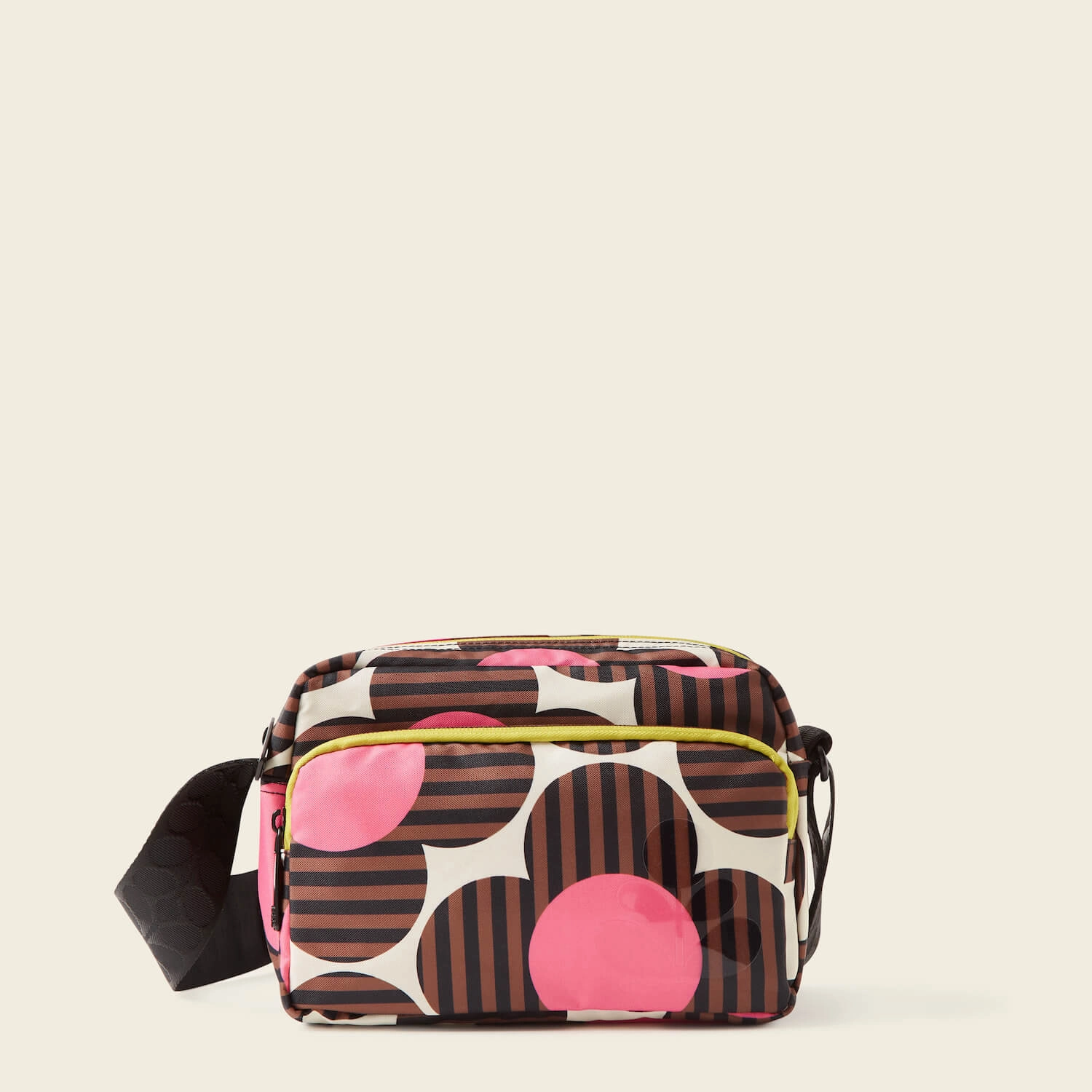 Angle Camera Bag - Striped Flower Azalea Minimalist Look Lightweight Journey