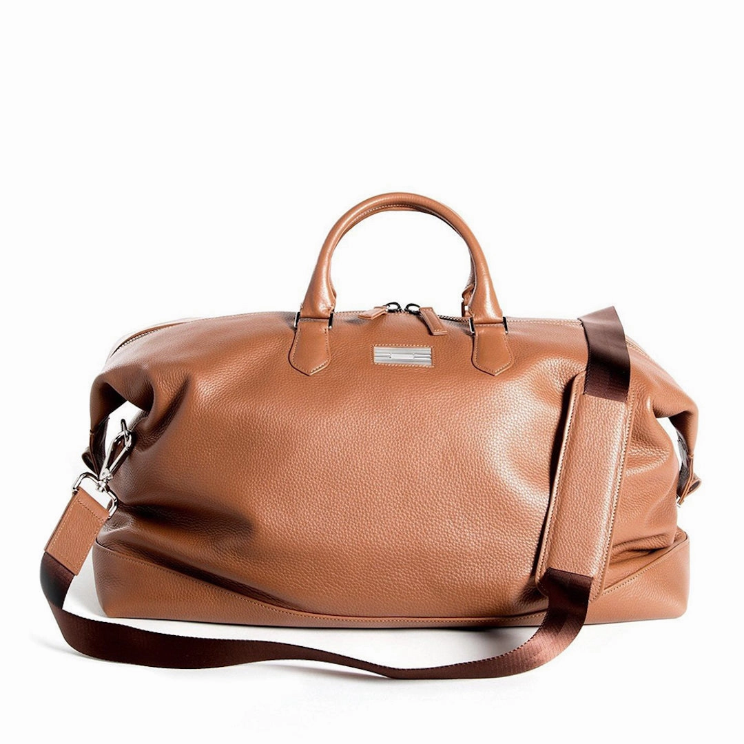 Aspen Travel Duffle Bag, Cognac Leather Urban Gear Minimal Travel