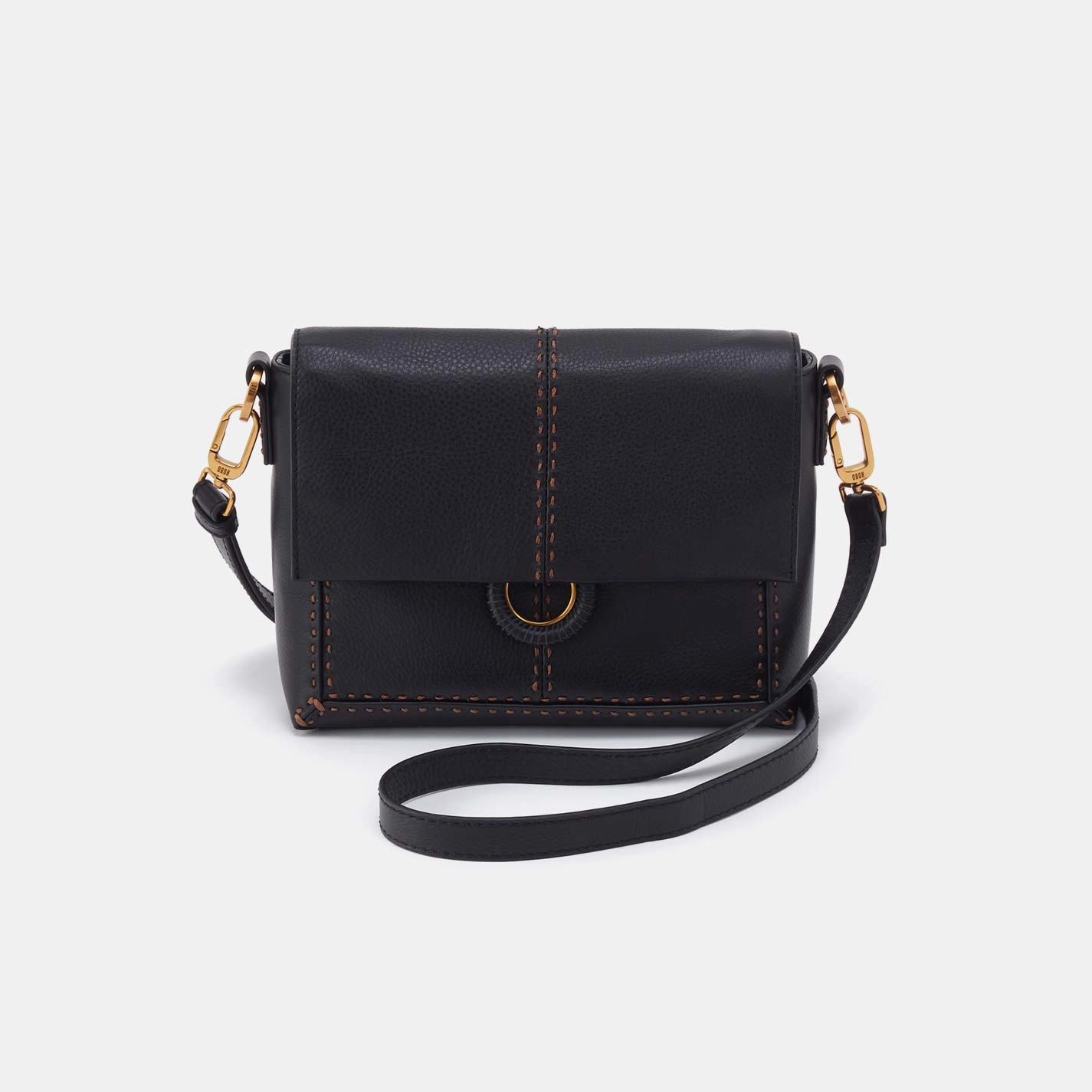 Compact Function Urban practicality Austin Flap Crossbody in Pebbled Leather - Black