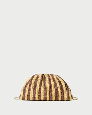 Bailey Brown/Butter Stripe Dome Clutch Wine Red