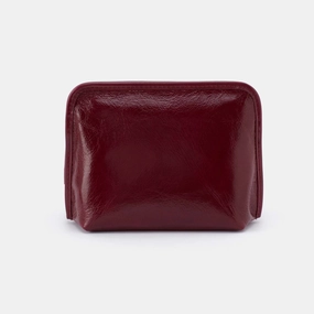 Lightweight Functionality Beauty Cosmetic Pouch in Polished Leather - Saddleberry