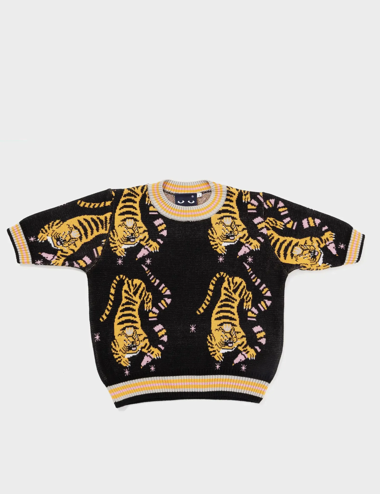 Black Cotton Short-Sleeved Crop Sweater - Creatures of the Future Breathable Design Outdoor Challenge