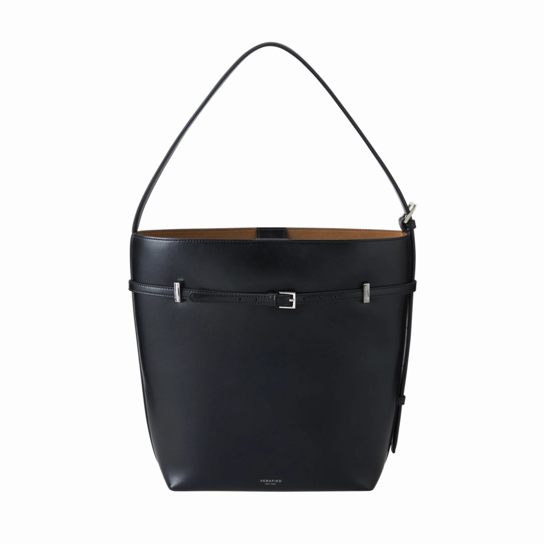 Workwear Accessory Sporty Accessory Black Belted Leather Tote Bag