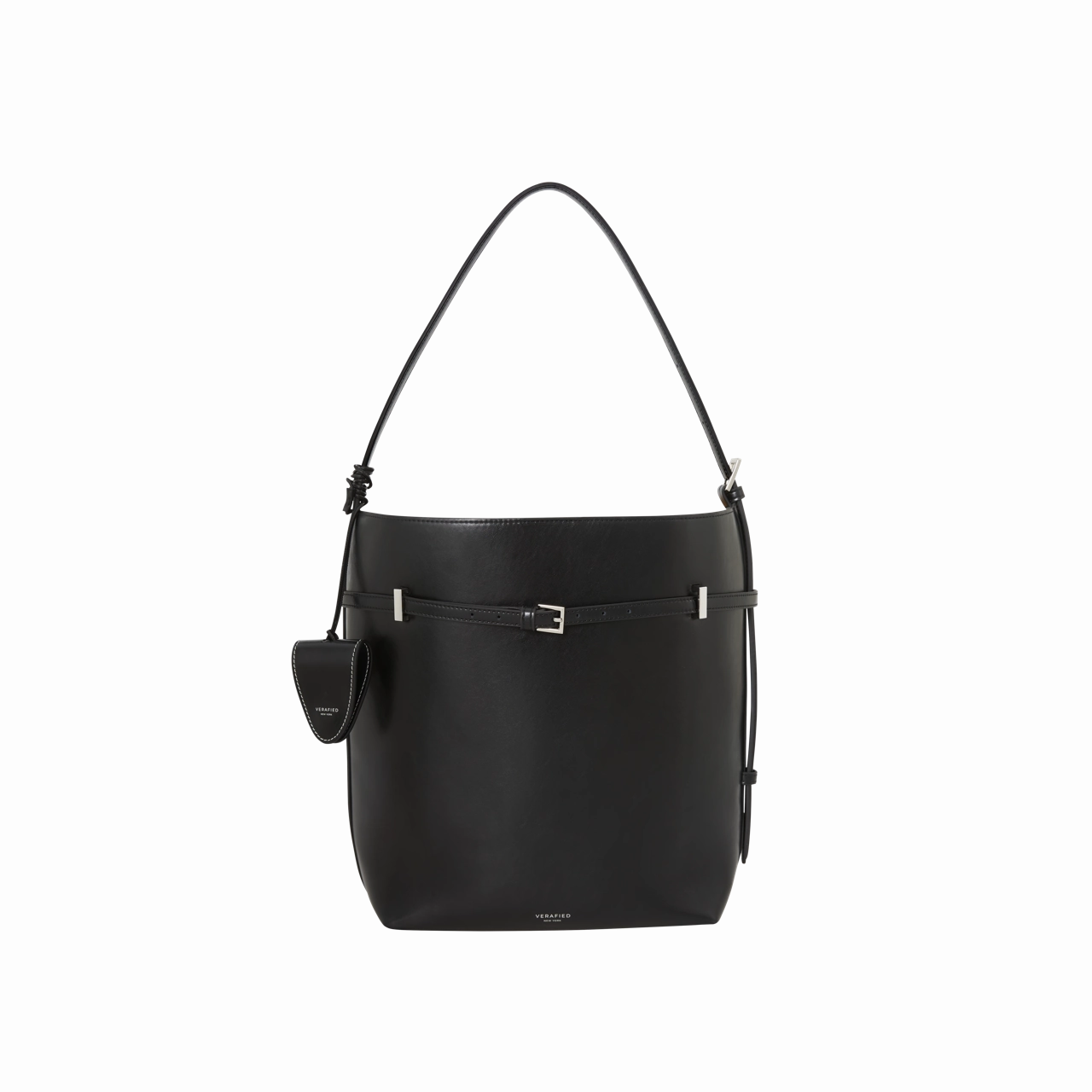 Black Belted Leather Tote Bag Smart Traveler