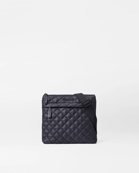 Black Metro Flat Crossbody Elegant City Outfit Travel Compact Style