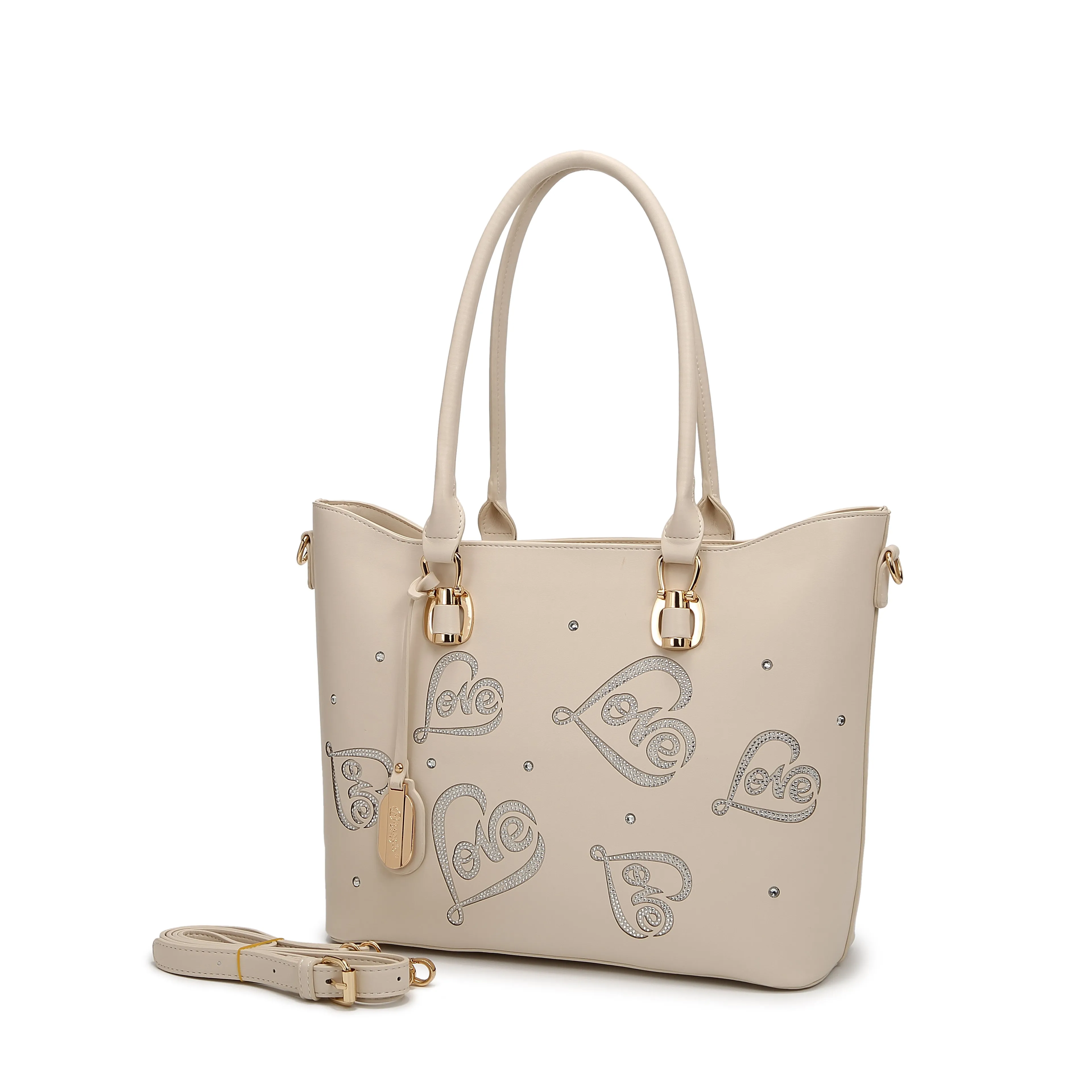Compact Structure Distinct Charm Brangio Elegant Love-Embellished Tote Bag
