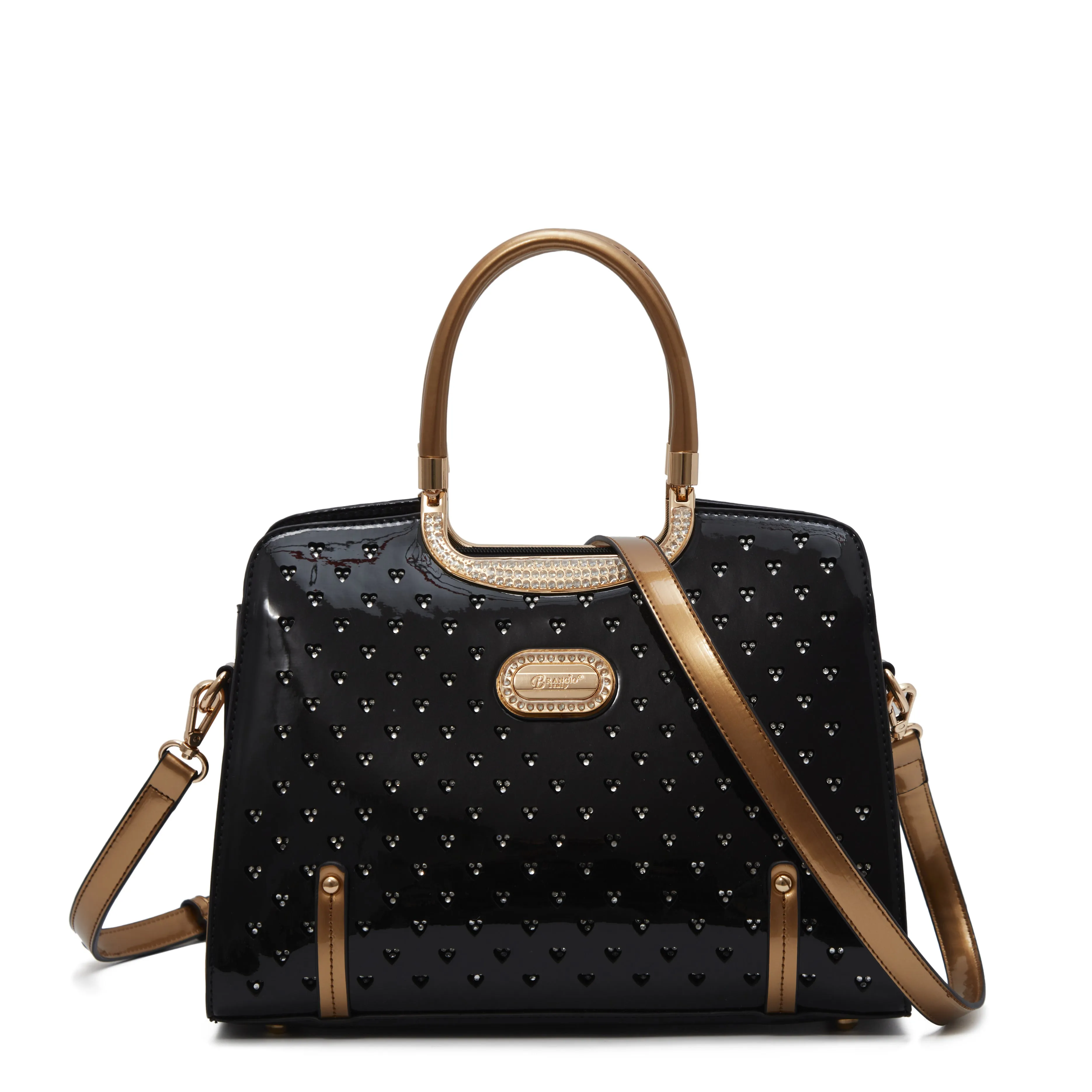 Brangio Glossy Handbag with Floral Accent Smart Daily Minimal waste