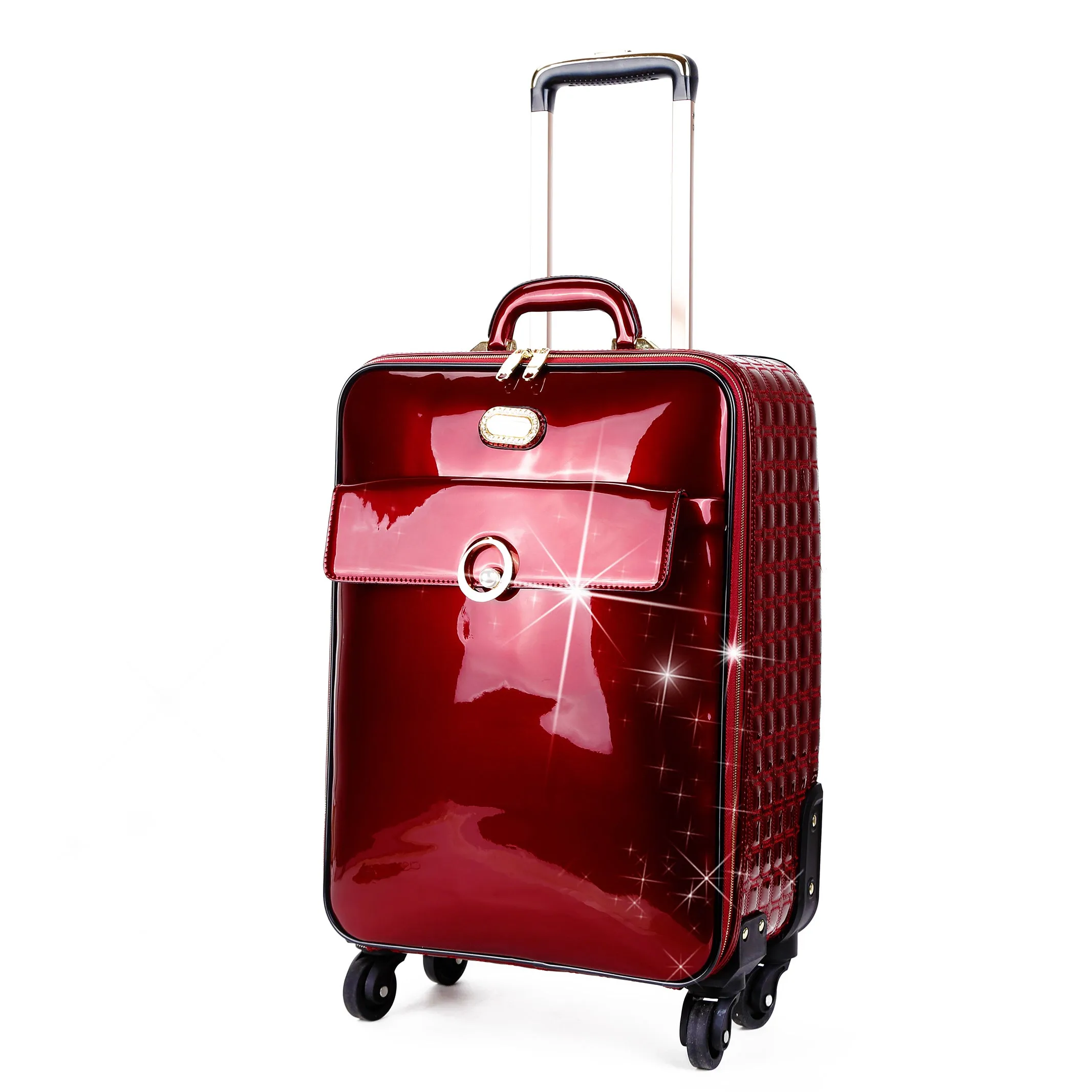 Hidden Compartment Brangio Glossy Trolley Bag with Modern Elegance