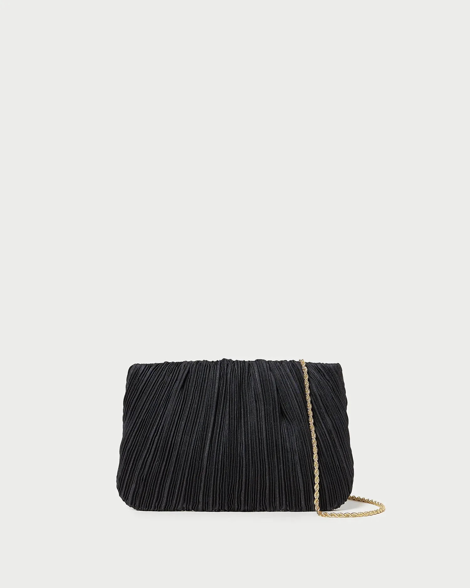 High-end hand carry bag Brit Black Flat Pleated Clutch