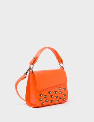 Eco Friendly Functional Aesthetic Anastasio Micro Crossbody Handbag Neon Orange Leather - Eyes Embroidery