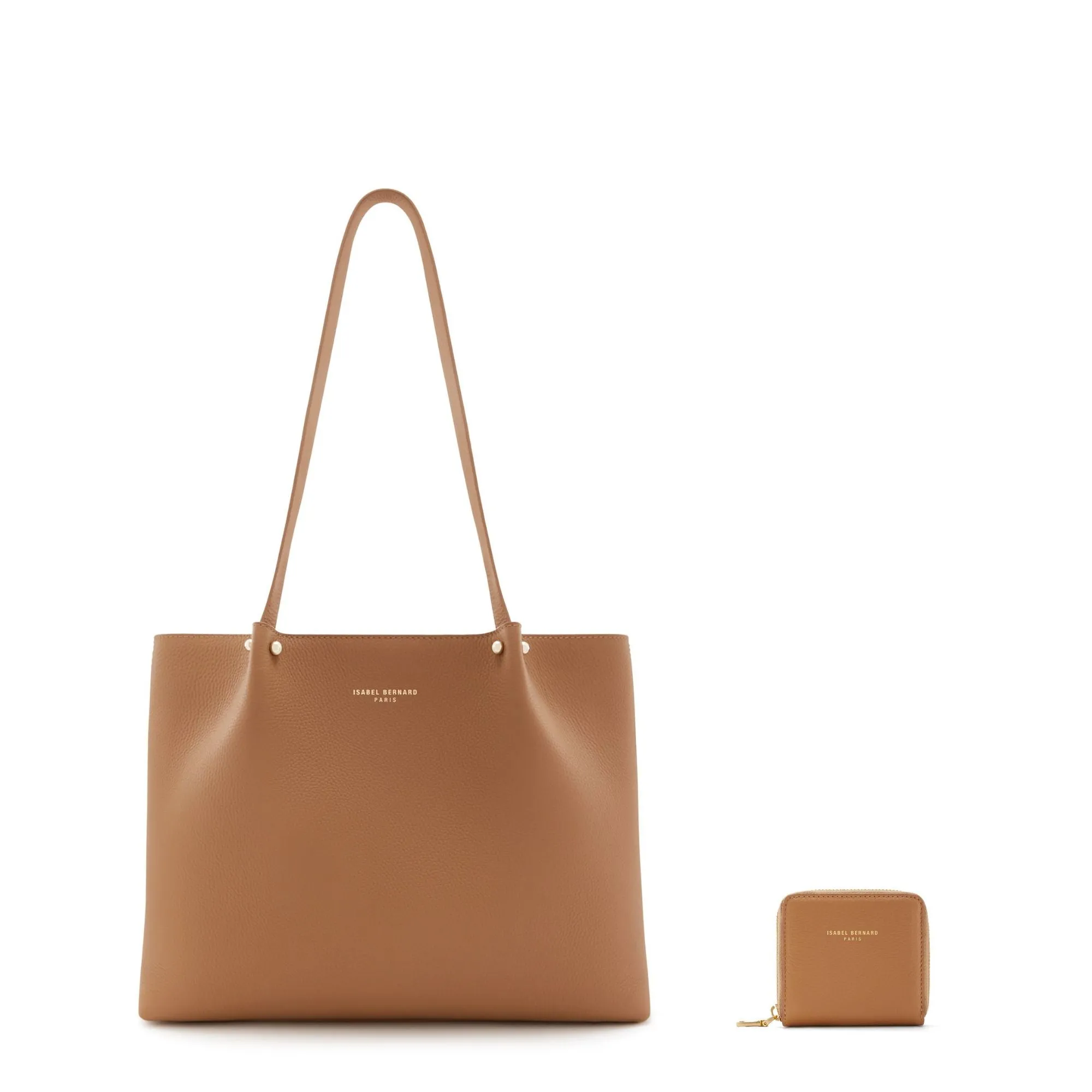 Trendy Look Practical Simplicity Cadeau d'Isabel camel calfskin leather shopper and wallet set