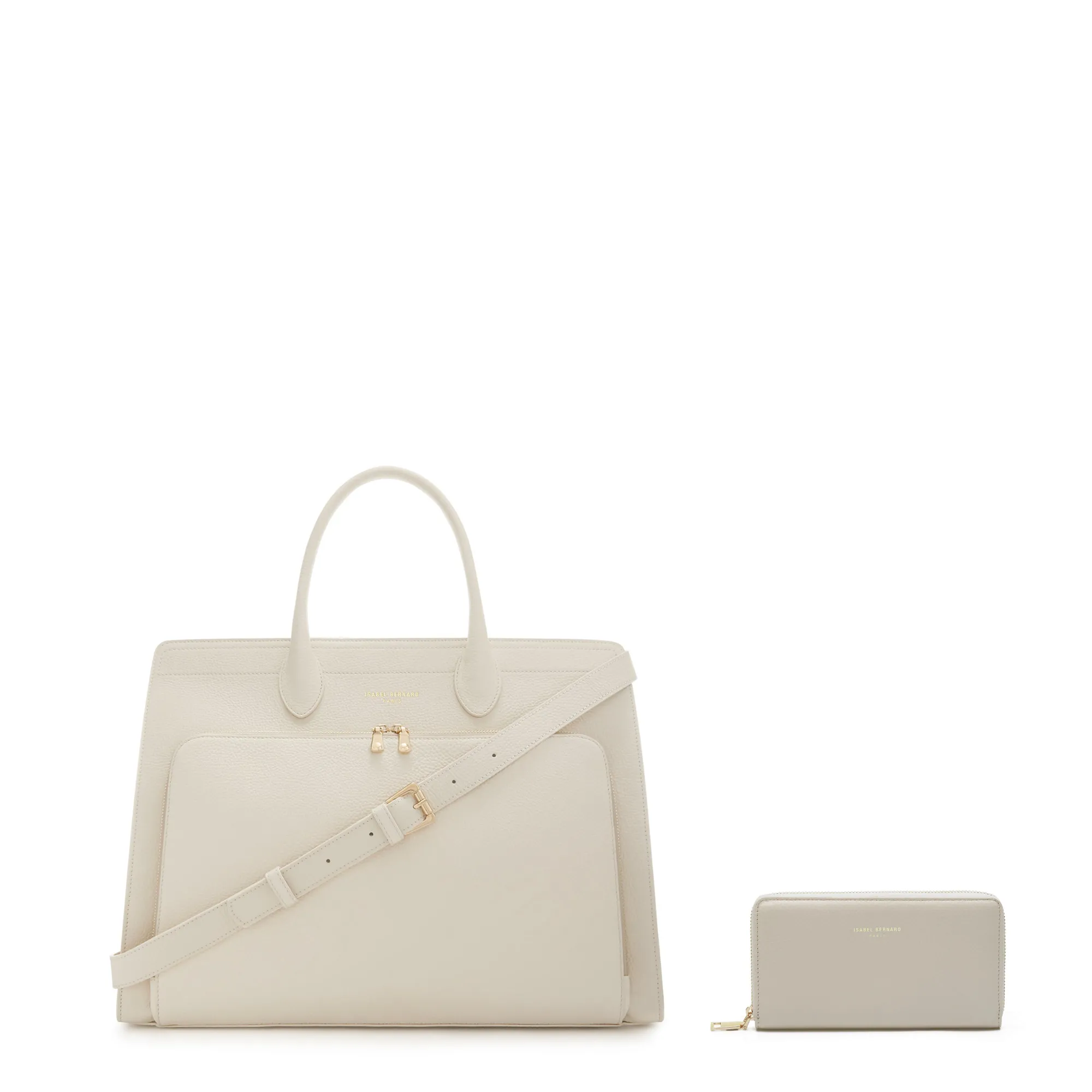 Functional Edge Cadeau d'Isabel cream calfskin leather handbag and wallet set