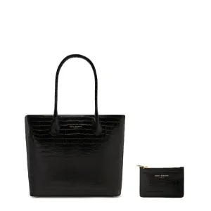 Modern Appeal Cadeau d'Isabel croco black calfskin leather shopper & cardholder set