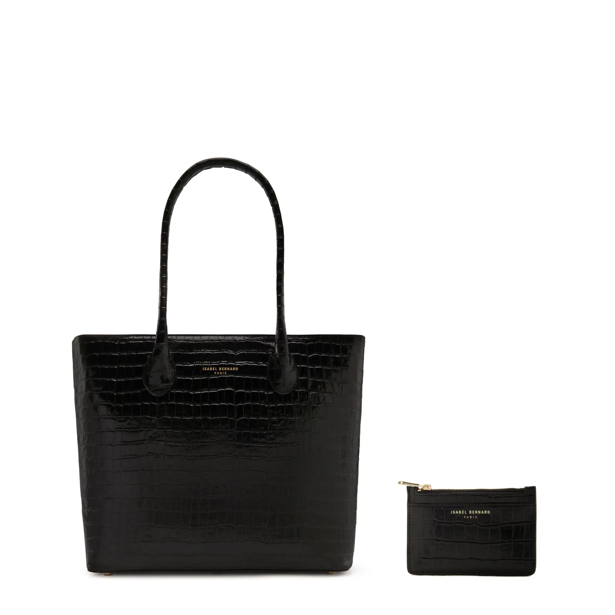 Cadeau d'Isabel croco black calfskin leather shopper & cardholder set Versatile Comfort
