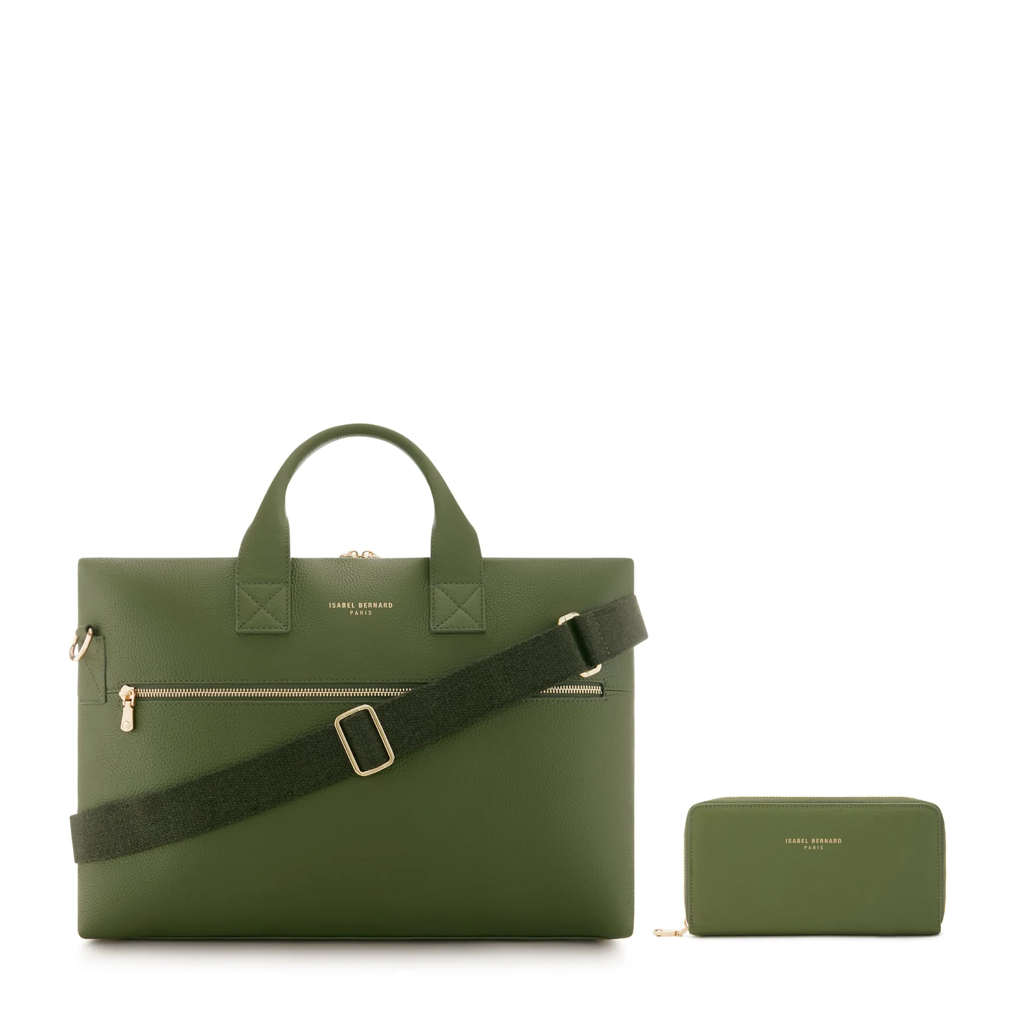 Cadeau d'Isabel green calfskin leather handbag and wallet set Trendy Accessory Stylish Function