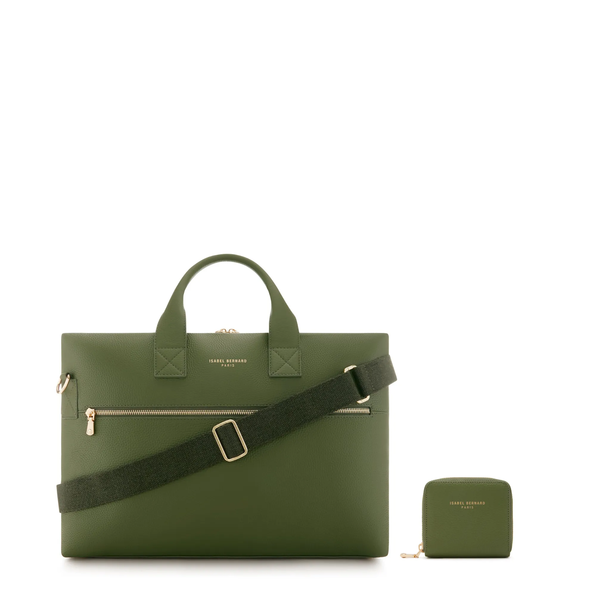 Cadeau d'Isabel green calfskin leather handbag and wallet set Trendy Style Classic Shape