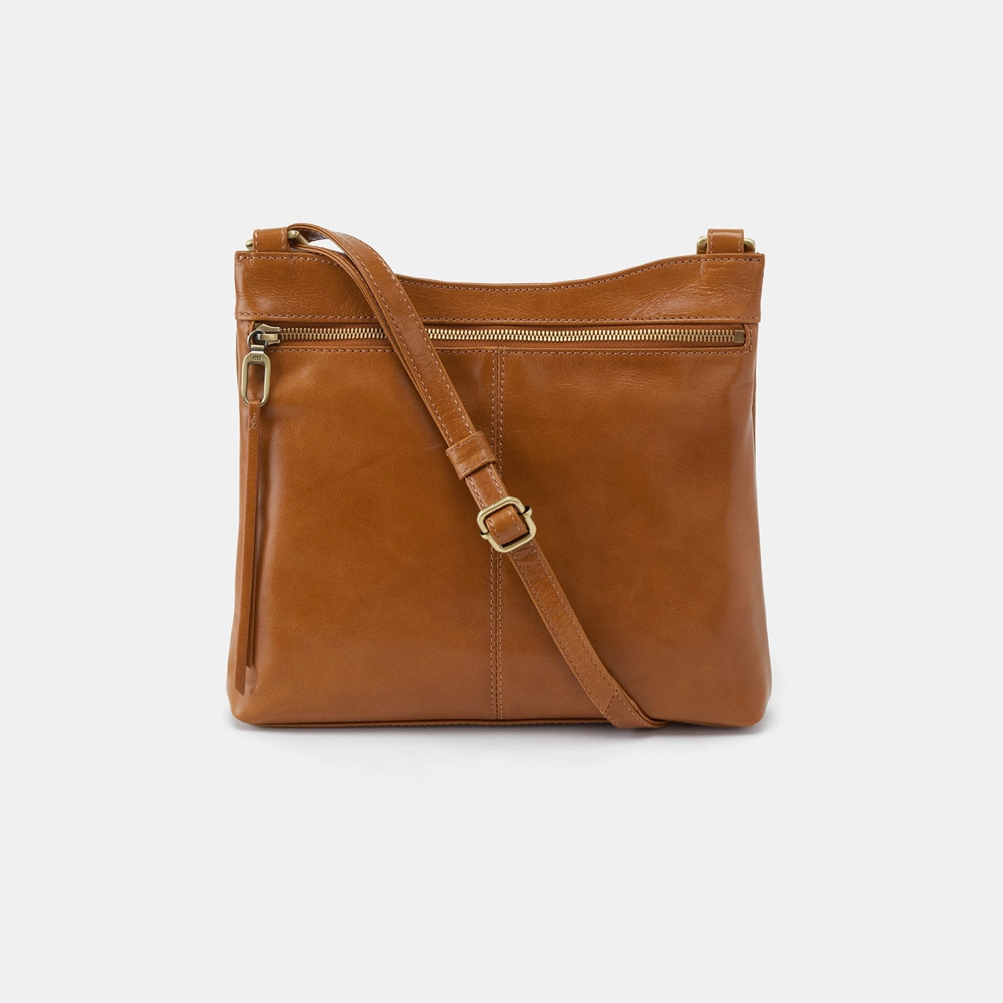 Cambel Crossbody in Polished Leather - Truffle Sturdy Hardware Casual Weekend Look