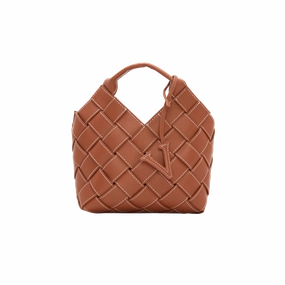 Minimalist Street Outfit Caramel Woven Basket Bag