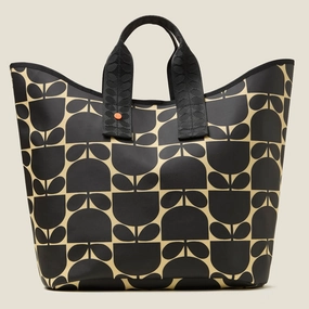 Carryall Large Tote - Block Flower Monochrome Simple Travel