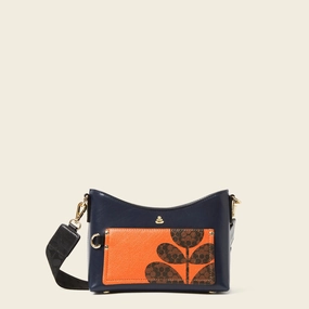 Carrymin Crossbody - Navy Puzzle Flower Modern Appeal Comfort Grip