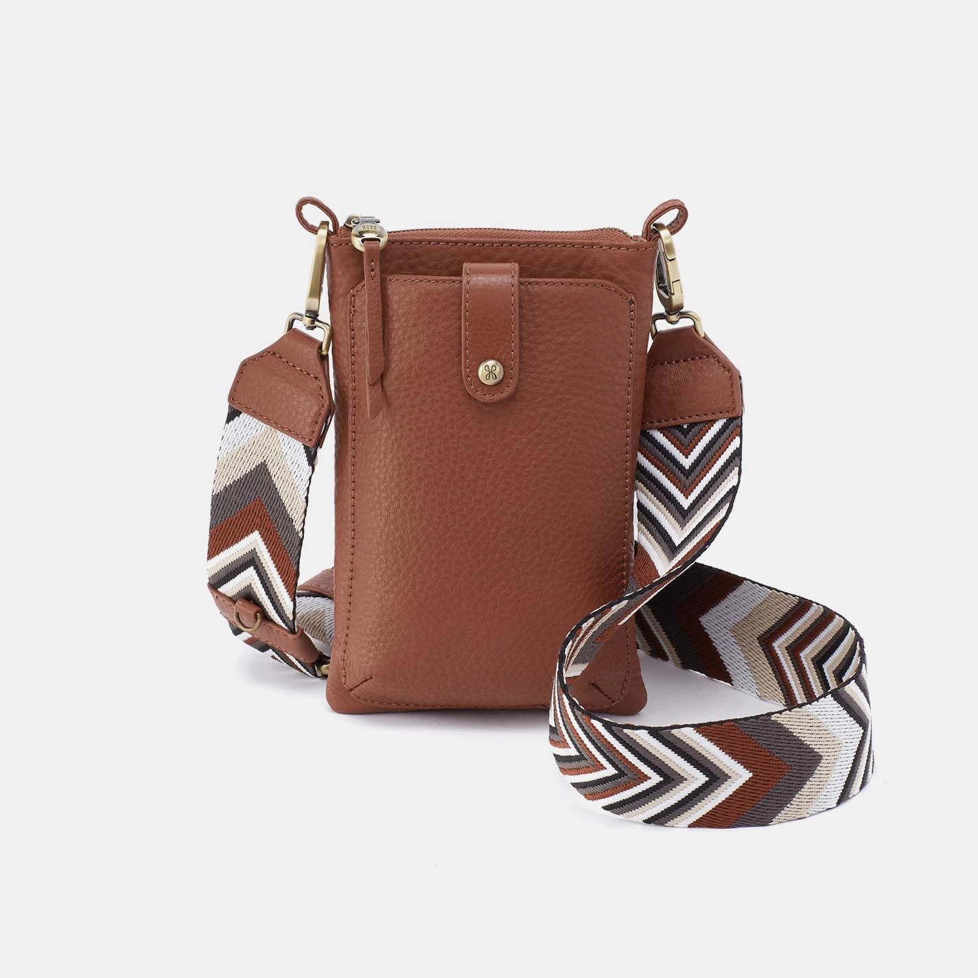 Cass Phone Crossbody in Pebbled Leather - Bridle Brown Stylish Practicality