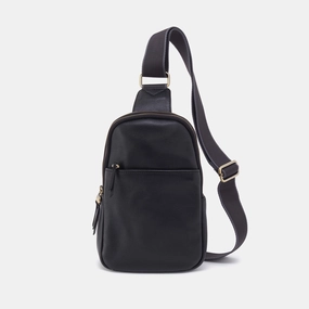 Great for anyone who prefers hands-free convenience Cass Sling In Pebbled Leather - Black
