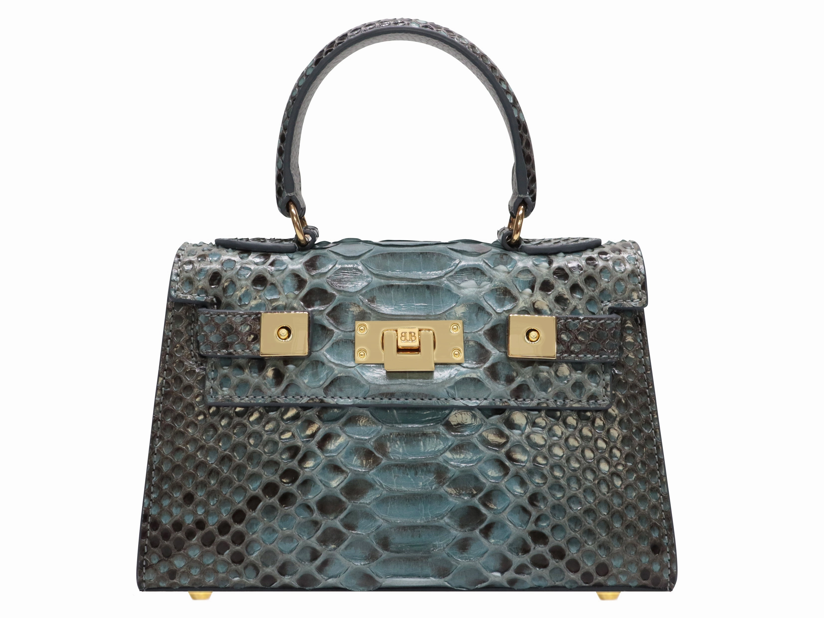 Stylish Carry Maya Mignon Pythonskin Handbag - Celadon