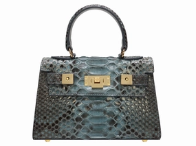 Stylish Carry Maya Mignon Pythonskin Handbag - Celadon