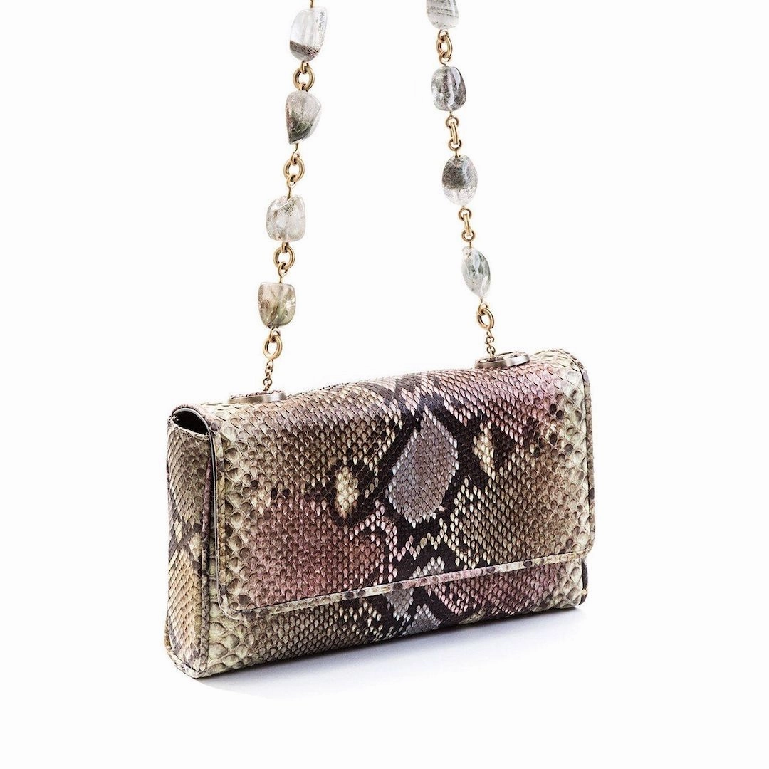 Chain & Jewel Mini Shoulder Bag - Pastel Multi Python, Agate Simple Function