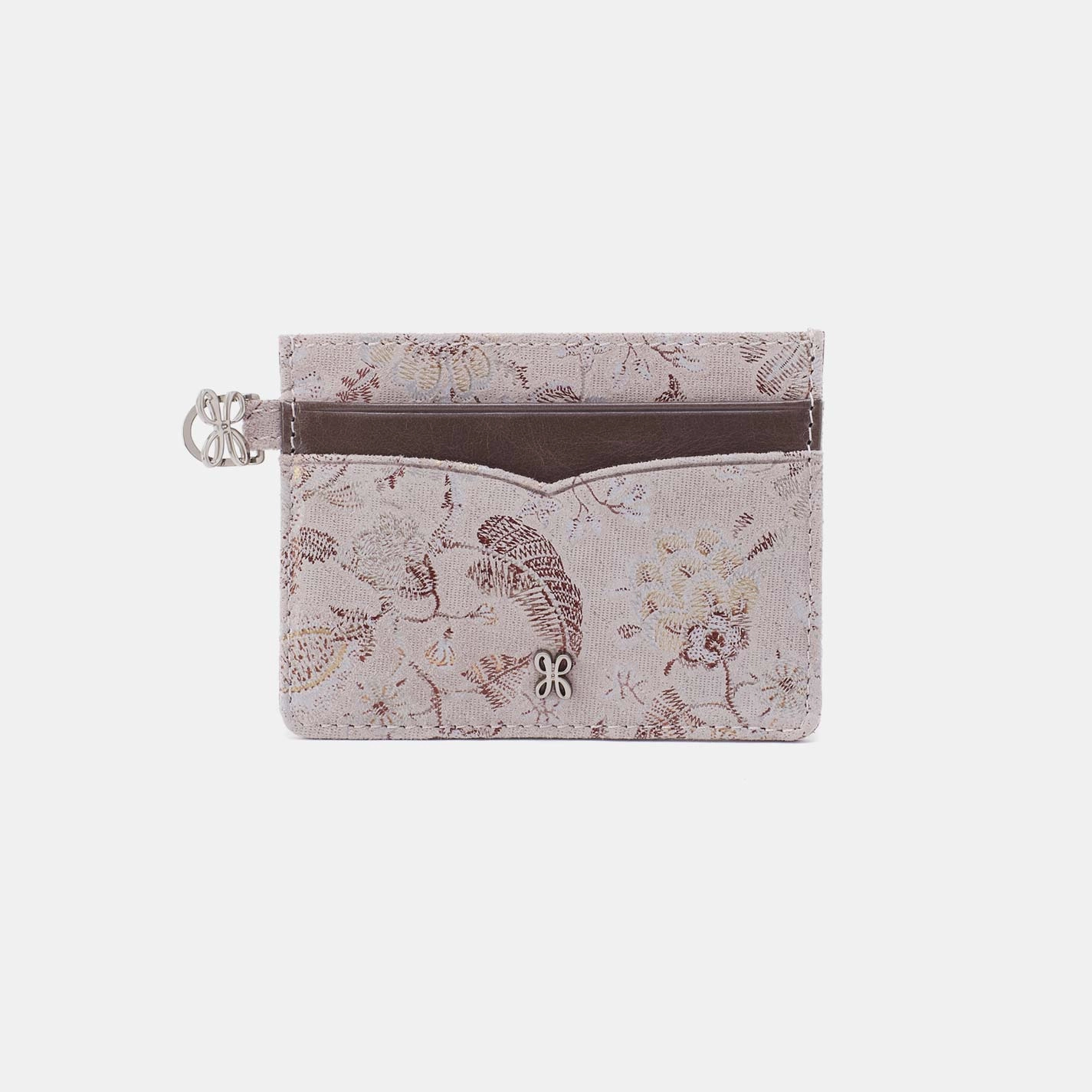 Charmed Card Case in Printed Leather - Mystic Bloom Stylish card pouch Foldable pocket wallet