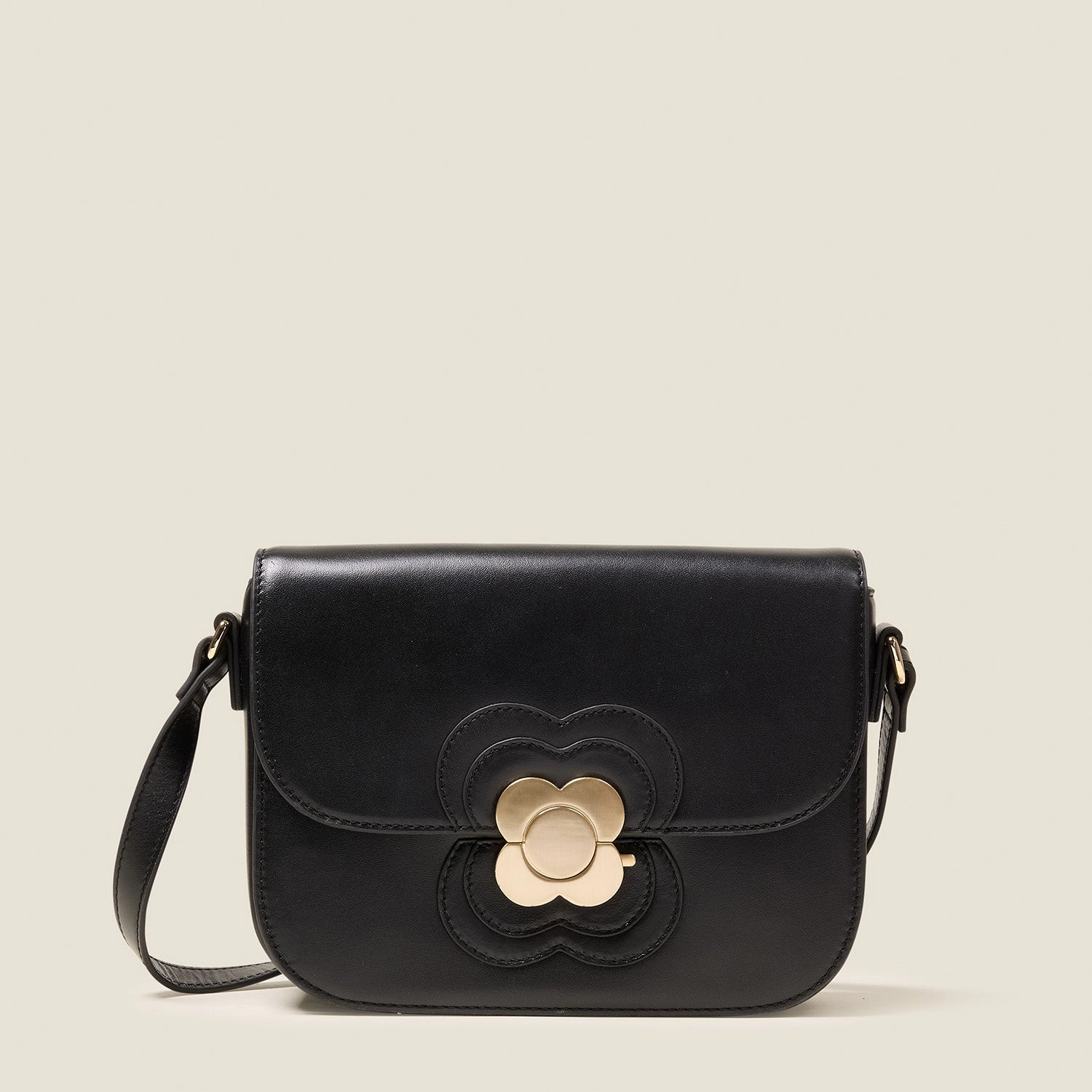 Casual Gear Eclipse Leather Crossbody Bag - Flower Applique Black