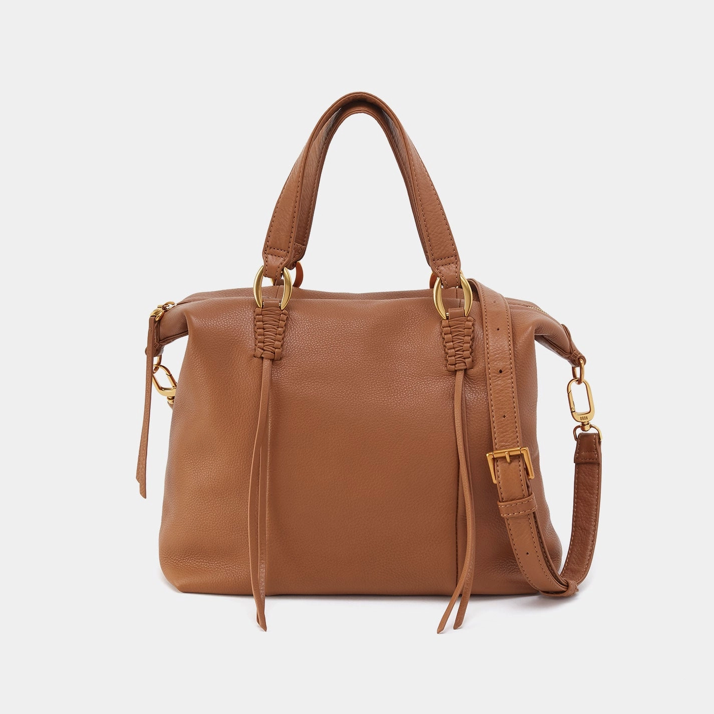 Contemporary Detail Harley Satchel In Pebbled Leather - Warm Honey