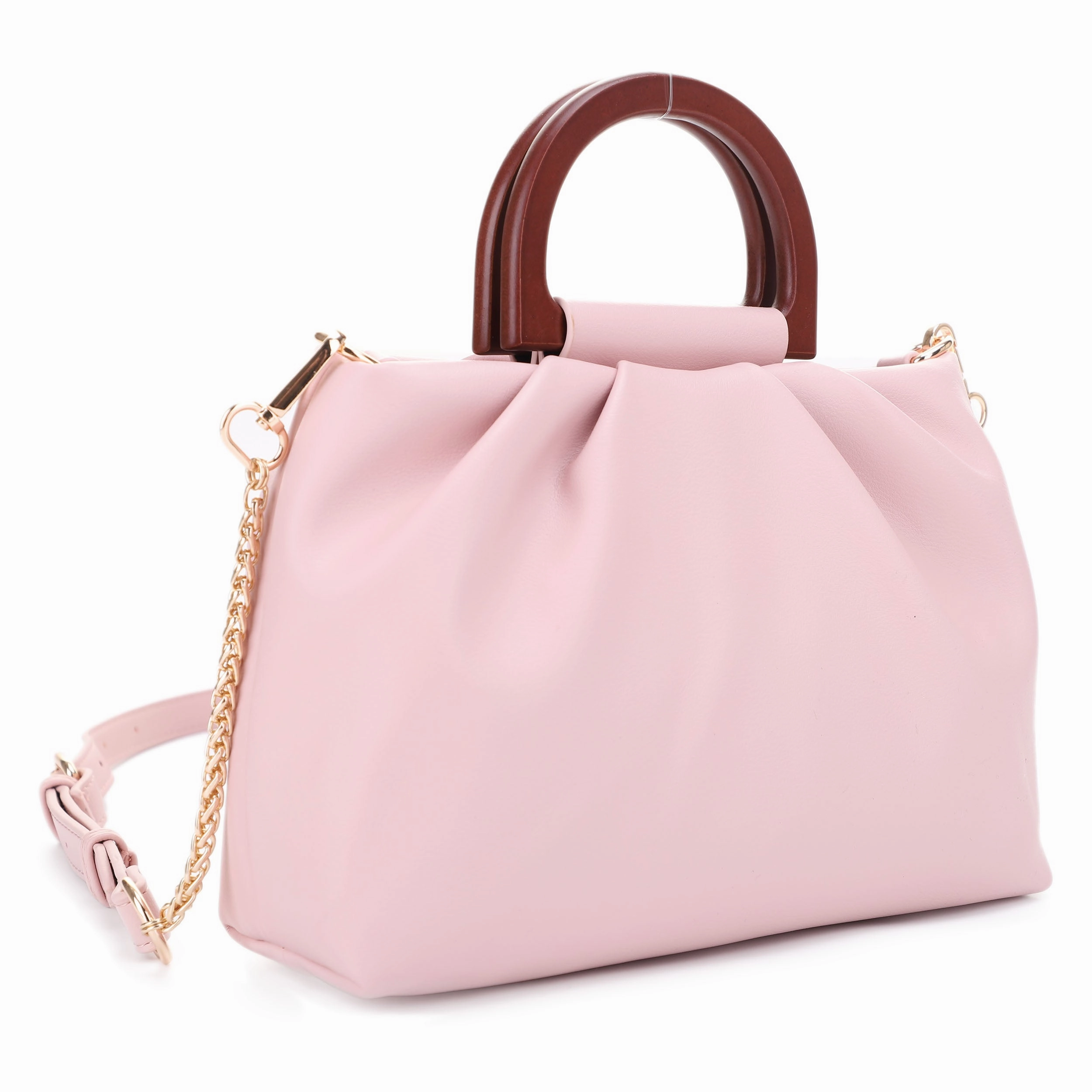 Everyday Reliability Minimalist Organizer Clarissa Wooden Top Handle Ruched Crossbody