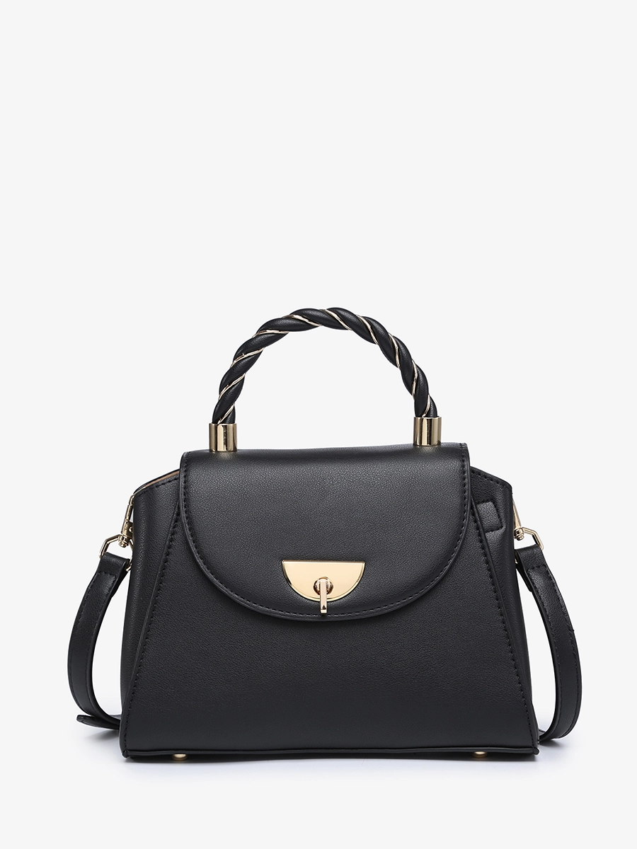 Clarke Vegan Twist Lock Satchel Polished Look Glamorous touch